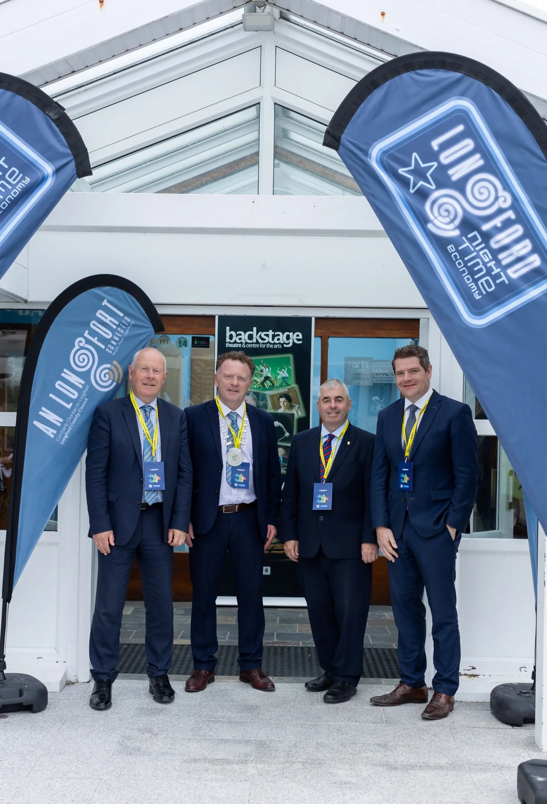 Chief Executive of Longford County Council Paddy Mahon, outgoing Cathaoirleach Cllr Garry Murtagh, Minister Kevin ‘Boxer’ Moran and Minister Peter Burke pictured at the launch of the new VisitLongford.ie tourism website. Pic. Clare Frances Photography