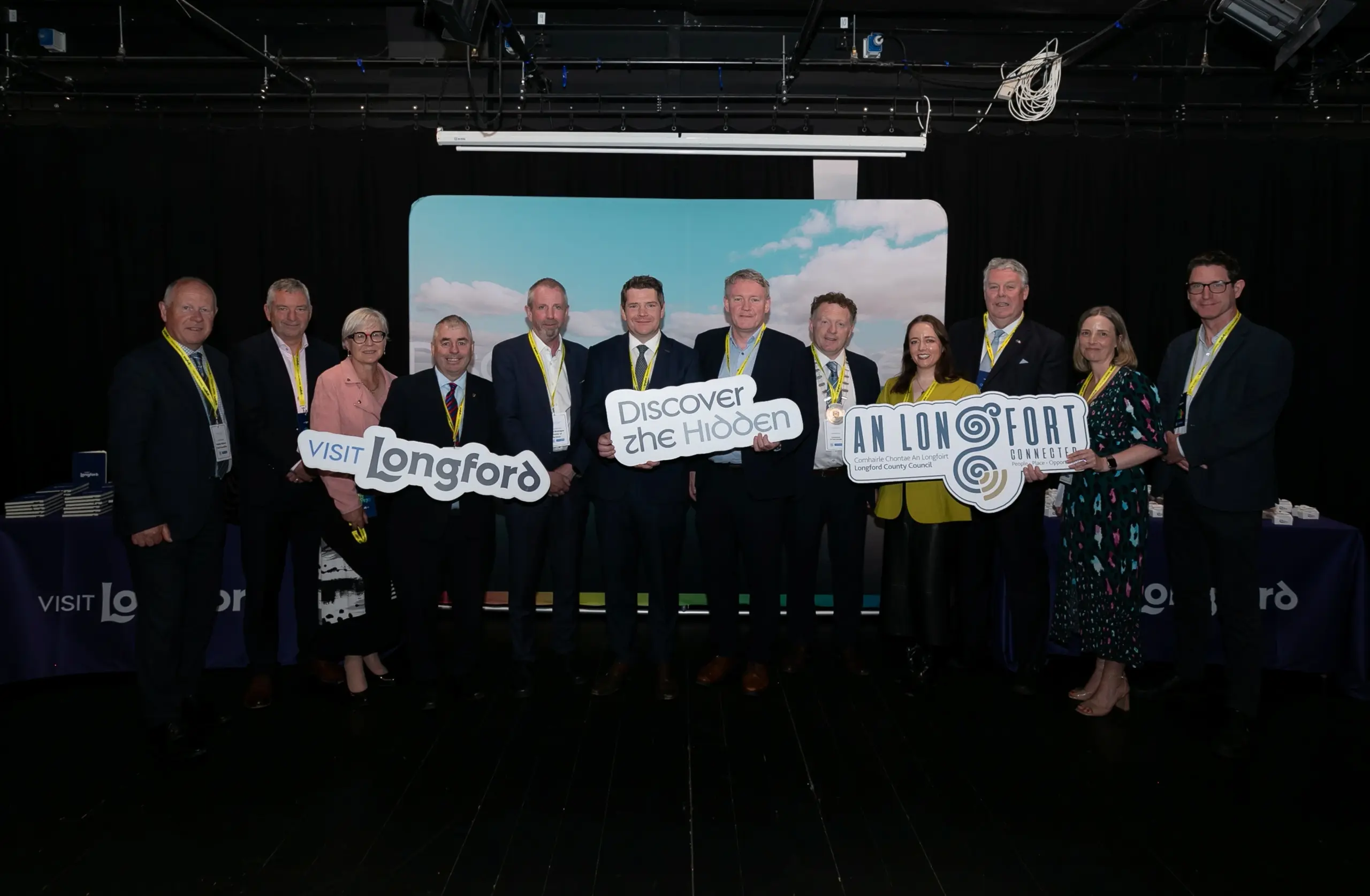 Staff and management of Longford County Council pictured with Minister Peter Burke, Minister Kevin ‘Boxer’ Moran, elected officials and Head of Industry Digitalisation with Fáilte Ireland, Orla O’Keeffe and Paddy Matthews Ireland’s Hidden Heartlands at the launch of the new VisitLongford.ie tourism website. Pic. Clare Frances Photography